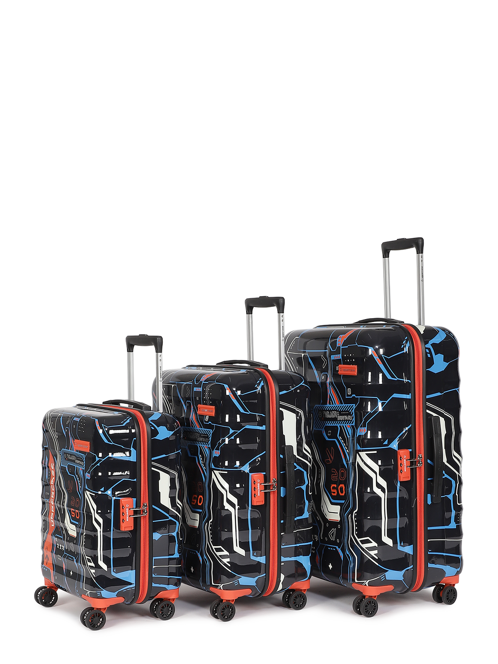 Trolley Bag Set of 3 (S+M+L) | Hardsided Polycarbonate Printed Luggage | Cabin & Check-in Luggage | Anti-Scratch | TSA Lock & Anti-Theft Zippers | 2000 Days Warranty (Green)