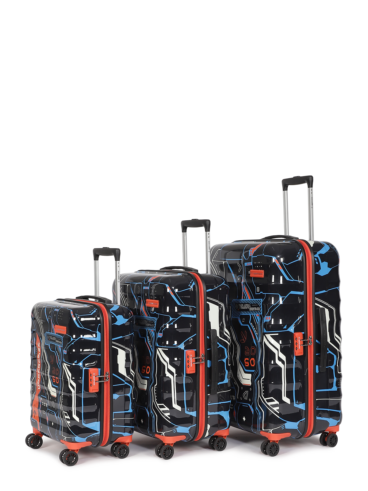 Trolley Bag Set of 3 (S+M+L) | Hardsided Polycarbonate Printed Luggage | Cabin & Check-in Luggage | Anti-Scratch | TSA Lock & Anti-Theft Zippers | 2000 Days Warranty (Green)