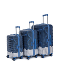 Ripple Trolley Bag Set of 3 (S+M+L) | Cabin & Check-in Trolley Bag | Hardsided Polycarbonate Printed Luggage |Combination Lock | 8 Wheel Suitcase for Men and Women |2000 Days Warranty (Blue)