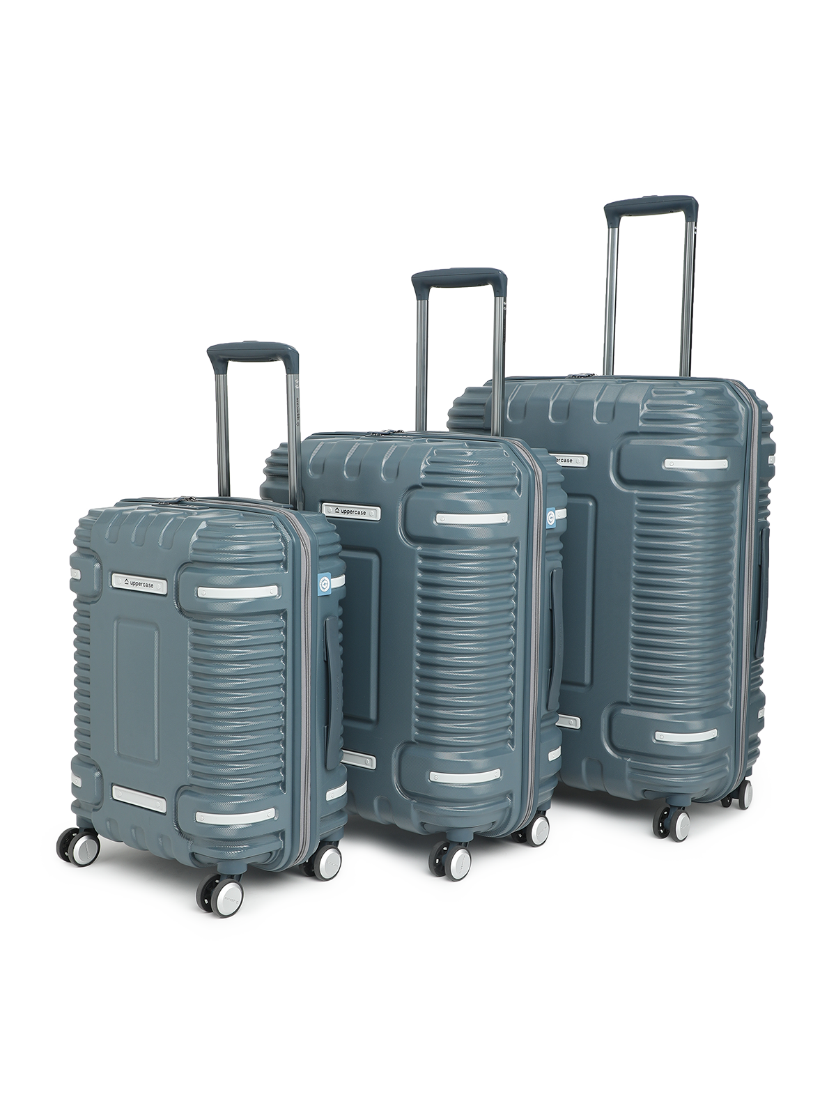 Ridge 22500EHT1BLU Set of 3 (S+M+L) Hardsided Polycarbonate Luggage, 8 Wheel Eco Trolley Bag with TSA Lock and Anti Theft Zippers, Travel Suitcase for Men and Women (Blue)