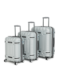 Ridge 22500EHT1SLR Set of 3 (S+M+L) Hardsided Polycarbonate Luggage, 8 Wheel Eco Trolley Bag with TSA Lock and Anti Theft Zippers, Travel Suitcase for Men and Women (Silver)