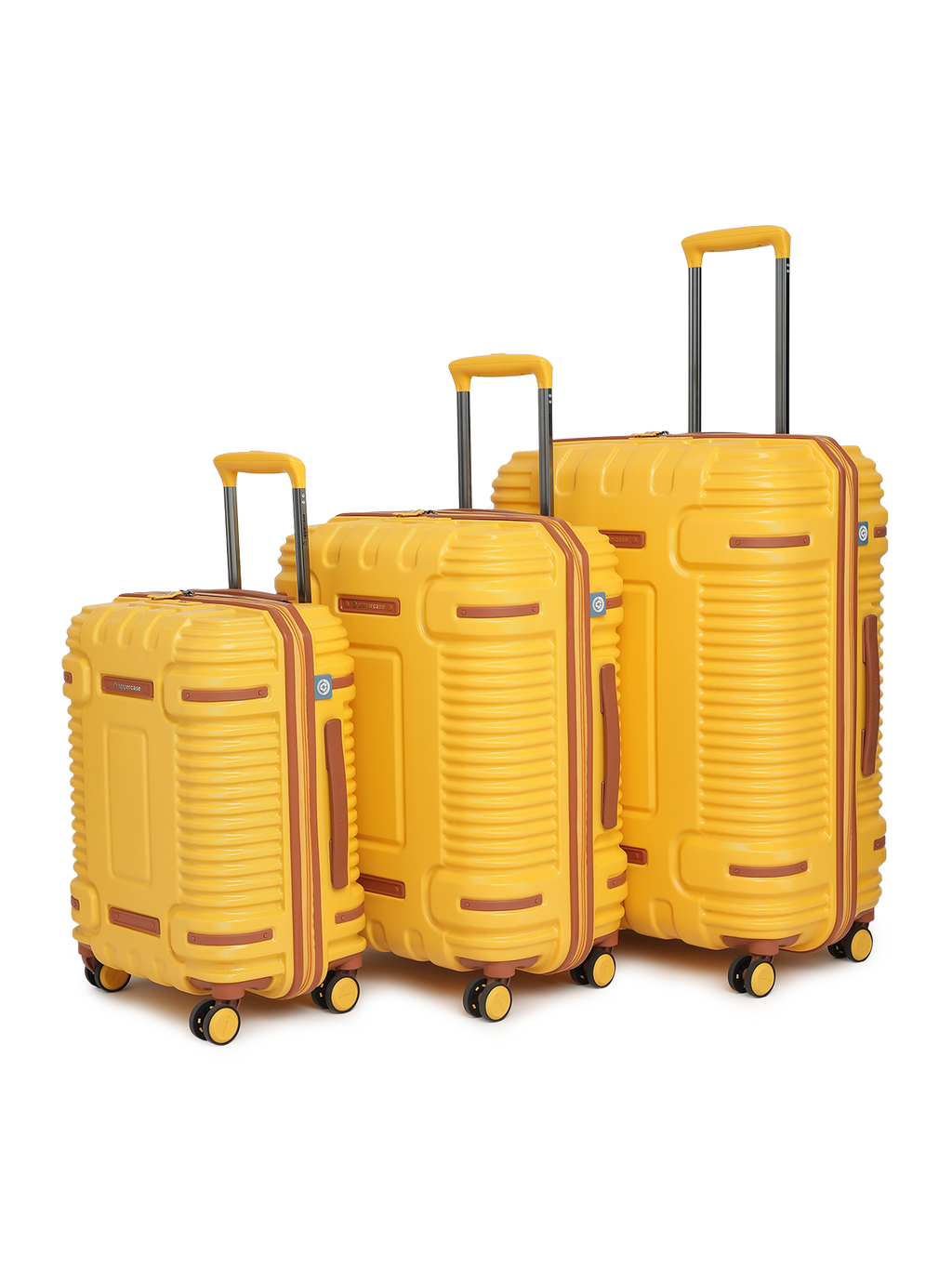 Ridge 22500EHT1YLW Set of 3 (S+M+L) Hardsided Polycarbonate Luggage, 8 Wheel Eco Trolley Bag with TSA Lock and Anti Theft Zippers, Travel Suitcase for Men and Women (Yellow)