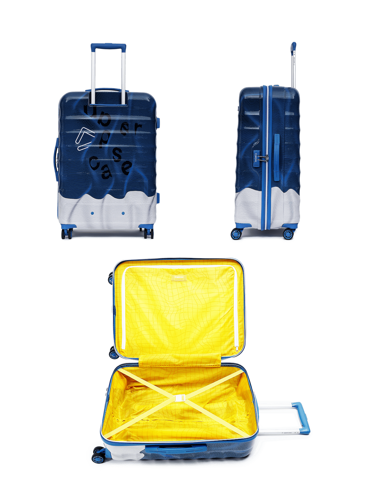Ripple Trolley Bag Set of 3 (S+M+L) | Cabin & Check-in Trolley Bag | Hardsided Polycarbonate Printed Luggage |Combination Lock | 8 Wheel Suitcase for Men and Women |2000 Days Warranty (Blue)