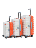 Topo Trolley Bag Set of 3 (S+M+L) | Hardsided Polycarbonate Luggage |TSA Lock & Anti-Theft Zippers | Cabin & Check-in Luggage for Men & Women | 2000 Days Warranty | Dual Tone (Orange&White)