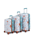 JFK Duo | Trolley Bag Set of 3 (S+M+L) | Hardsided Cabin & Check-in Luggage | Sustainable 8 wheel Trolley Bag | Suitcase for Men & Women | 2000 Days Warranty | Dual Tone (White & Teal Blue)