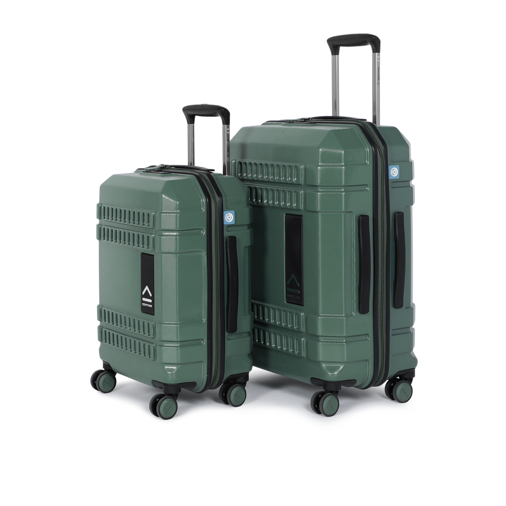 Bullet 11900EHT1GRN Set of 2 (S+M) Hardsided Polycarbonate Luggage, 8 Wheel Eco Trolley Bag with TSA Lock and Anti Theft Zippers, Travel Suitcase for Men and Women (Green)
