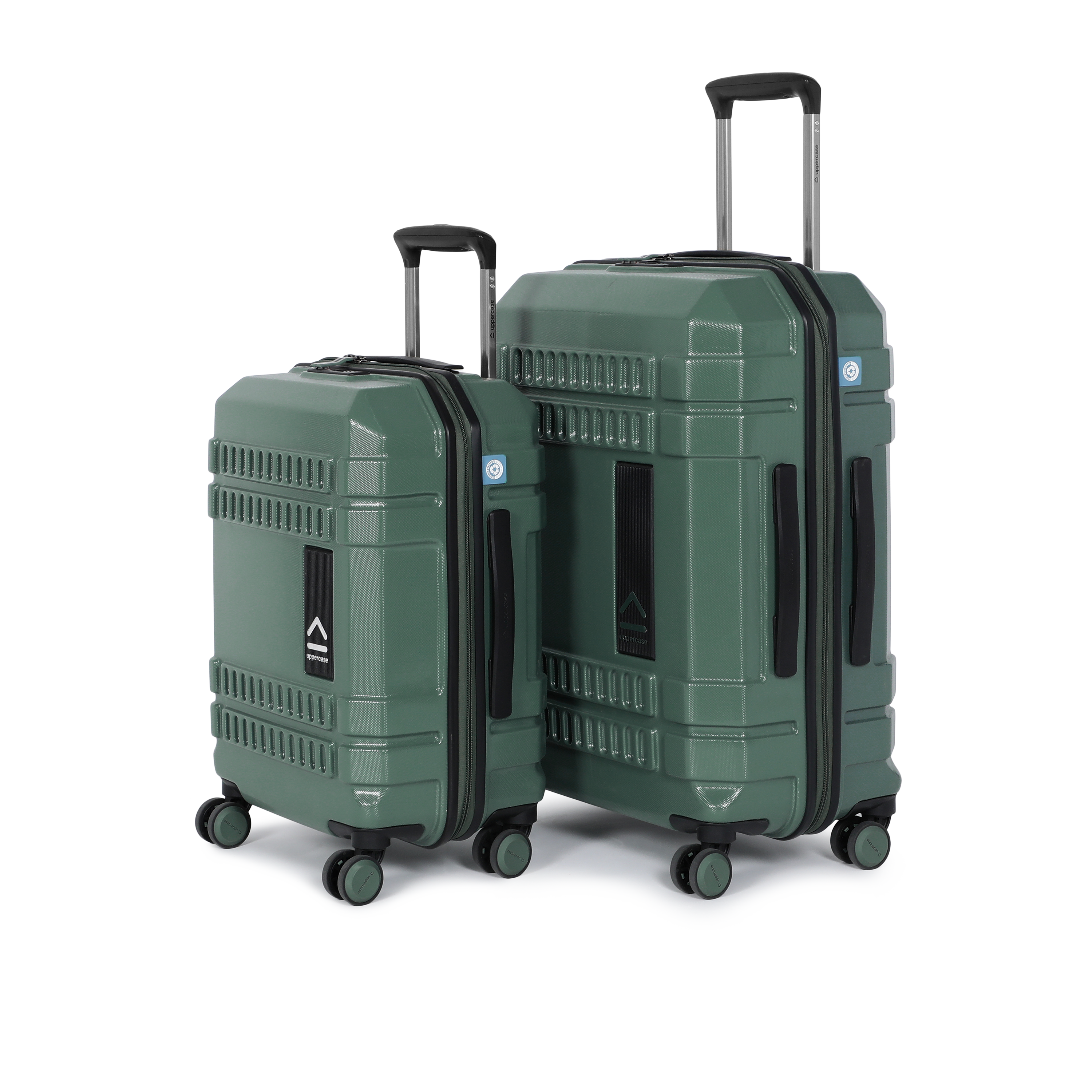 Bullet 11900EHT1GRN Set of 2 (S+M) Hardsided Polycarbonate Luggage, 8 Wheel Eco Trolley Bag with TSA Lock and Anti Theft Zippers, Travel Suitcase for Men and Women (Green)
