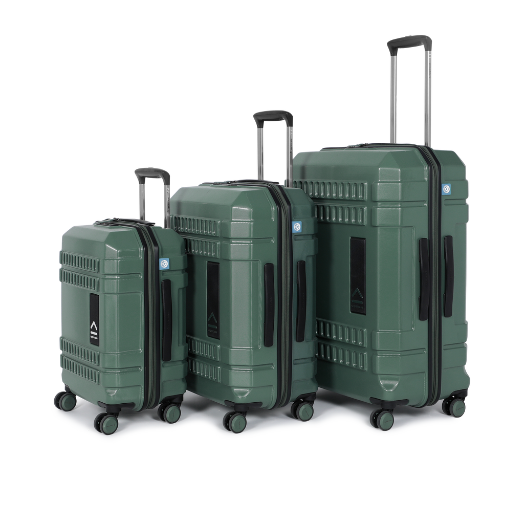 Bullet | Trolley Bag Set of 3 (S+M+L) | Hardsided Polycarbonate Printed Luggage | Cabin & Check-in Luggage | Anti-Scratch | TSA Lock & Anti-Theft Zippers | 2000 Days Warranty (Green)