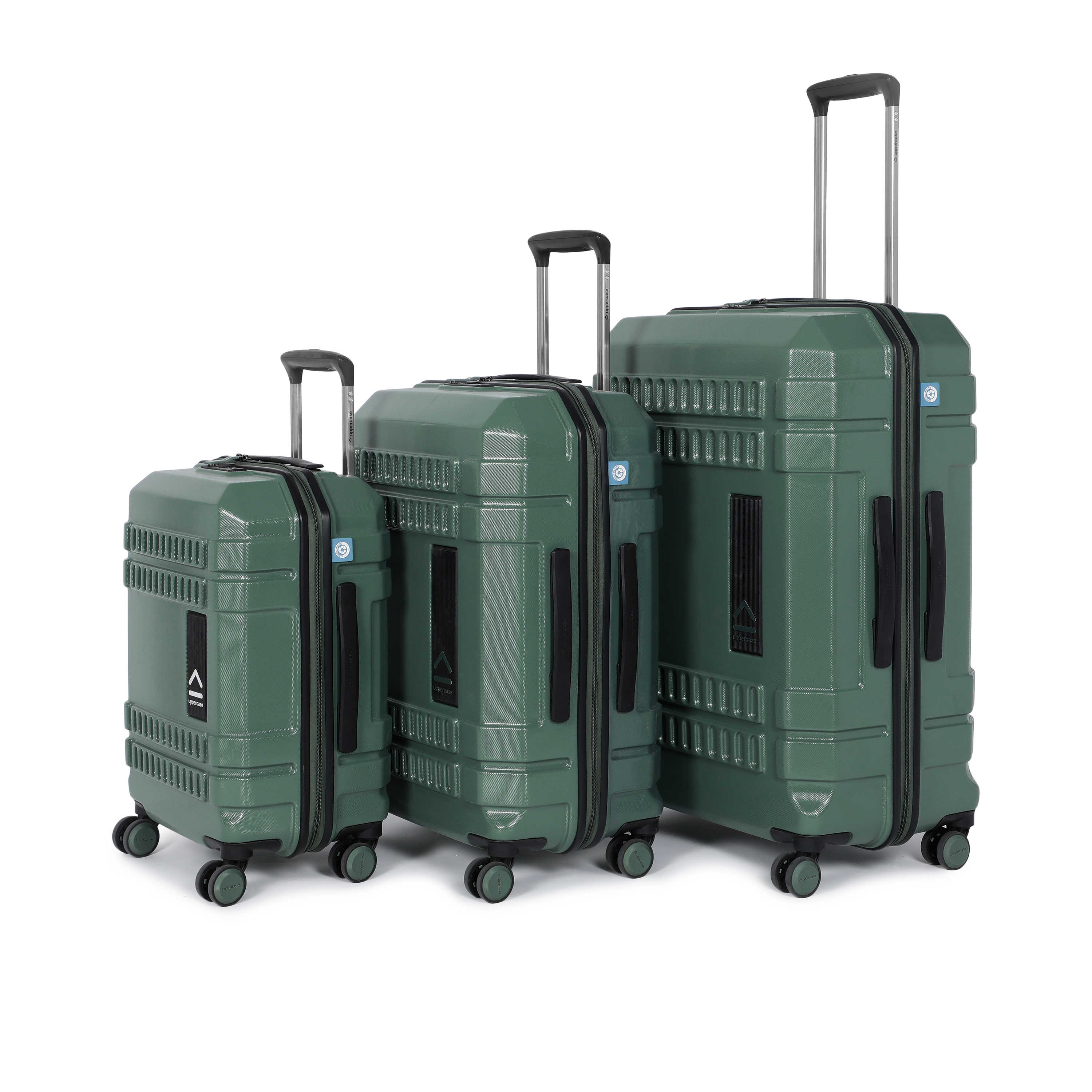 Bullet | Trolley Bag Set of 3 (S+M+L) | Hardsided Polycarbonate Printed Luggage | Cabin & Check-in Luggage | Anti-Scratch | TSA Lock & Anti-Theft Zippers | 2000 Days Warranty (Green)