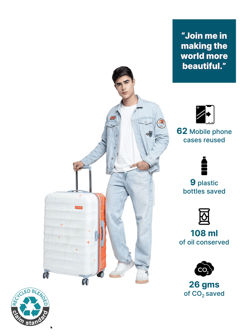 Topo Trolley Bag Set of 3 (S+M+L) | Hardsided Polycarbonate Luggage |TSA Lock & Anti-Theft Zippers | Cabin & Check-in Luggage for Men & Women | 2000 Days Warranty | Dual Tone (Orange&White)